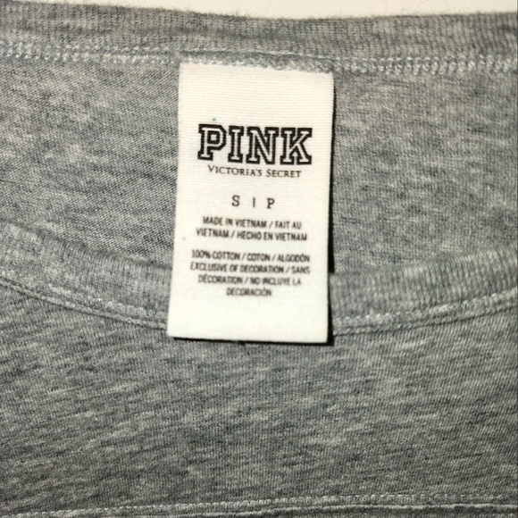 Victoria's Secret PINK Gray 3/4 Sleeve Shirt Small - Picture 3 of 4